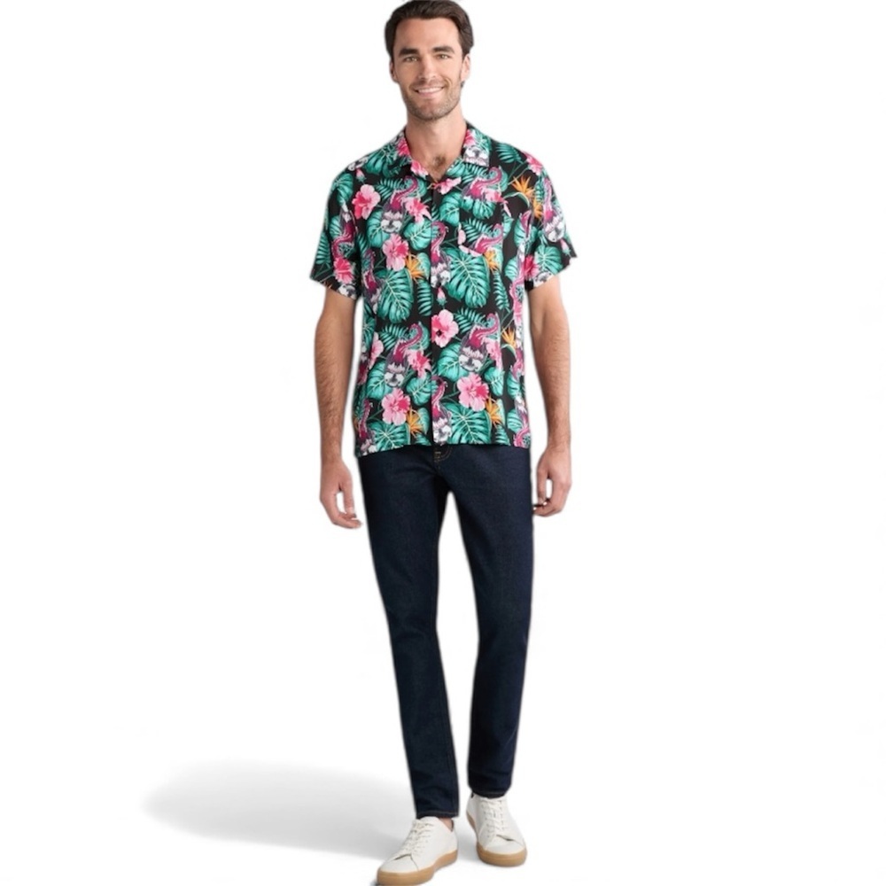 Marvel Venom Lightweight short sleeve Floral Hawaiian Tongue Graphic Resort top